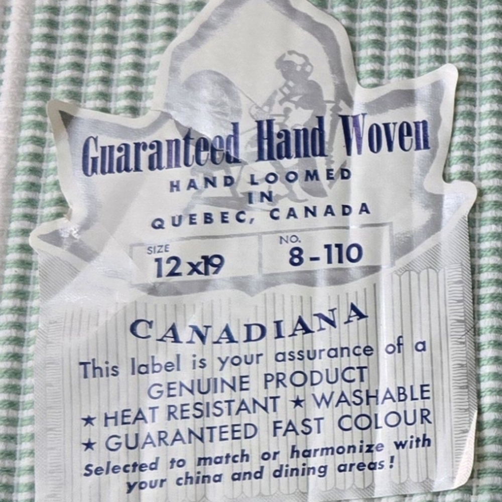 Green and White Hand Loomed Textile
